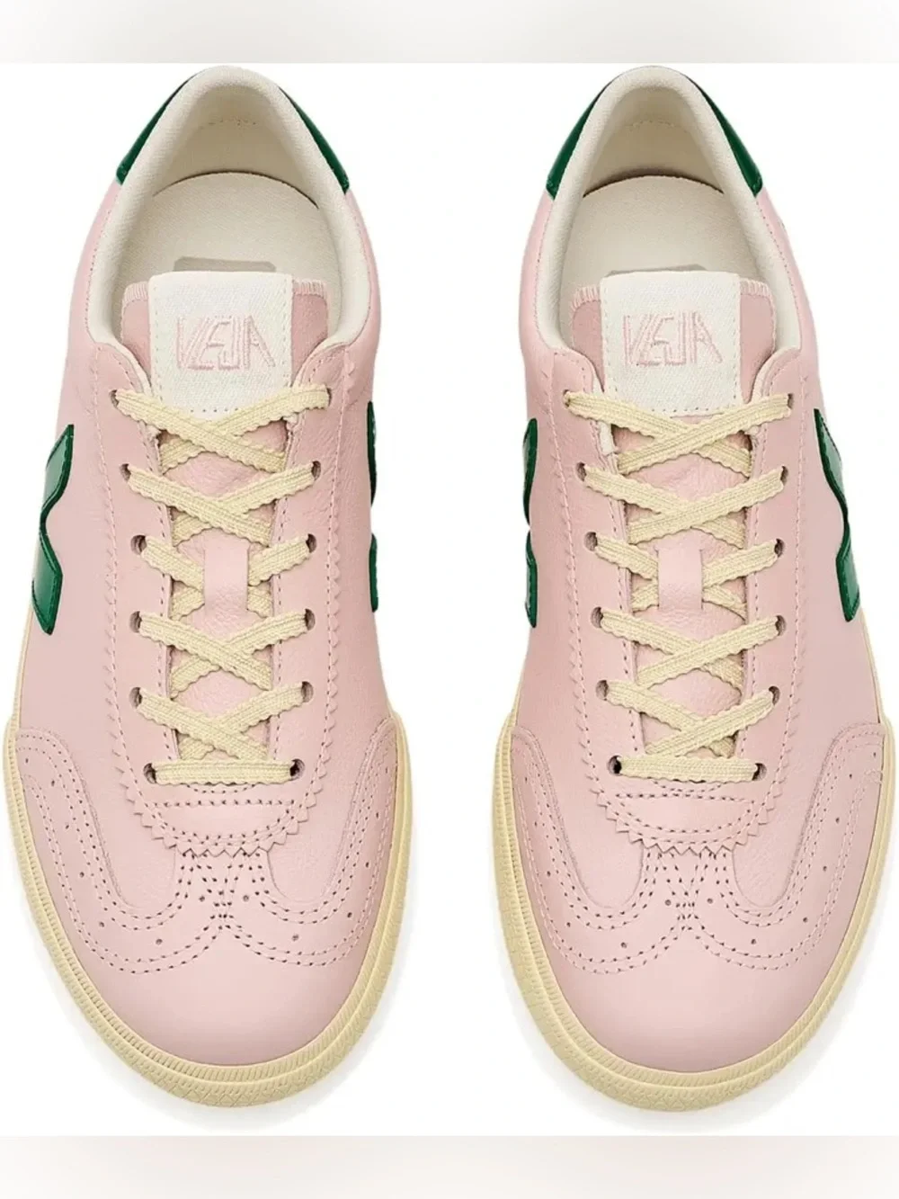 NWT - Veja Volley Leather Sneaker -Pink & Green (sz 6 / 37) - Picture 12 of 16